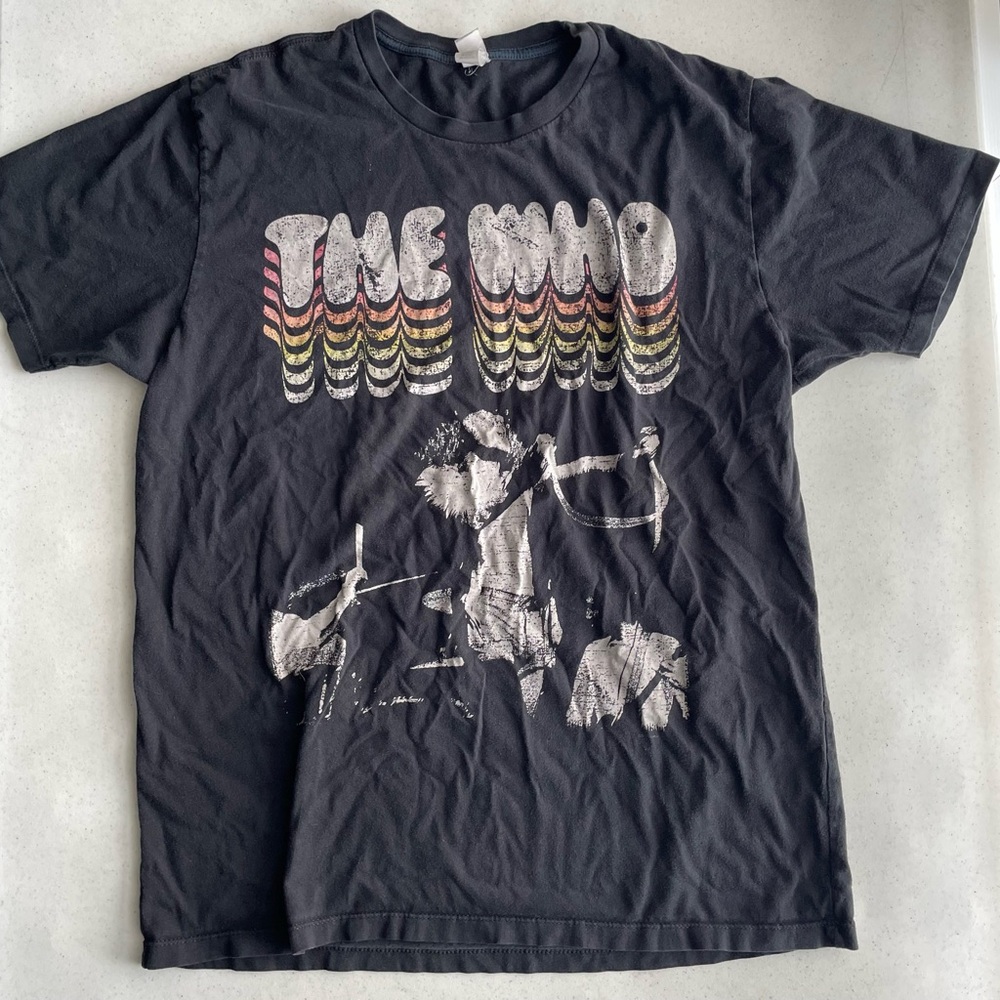 The Who Shirt Mens Large Black Short Sleeve Cotton Concert Band Rock Retro Music